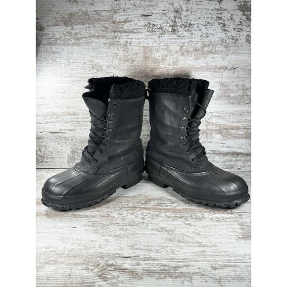 Men\'s LaCrosse Iceman Black Insulated Leather Snow Boots Sz 9 EUC! main image 4